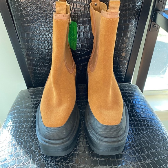 NWT Sam Edelman Lulia Lug sole suede leather boot whiskey and black - Picture 11 of 14